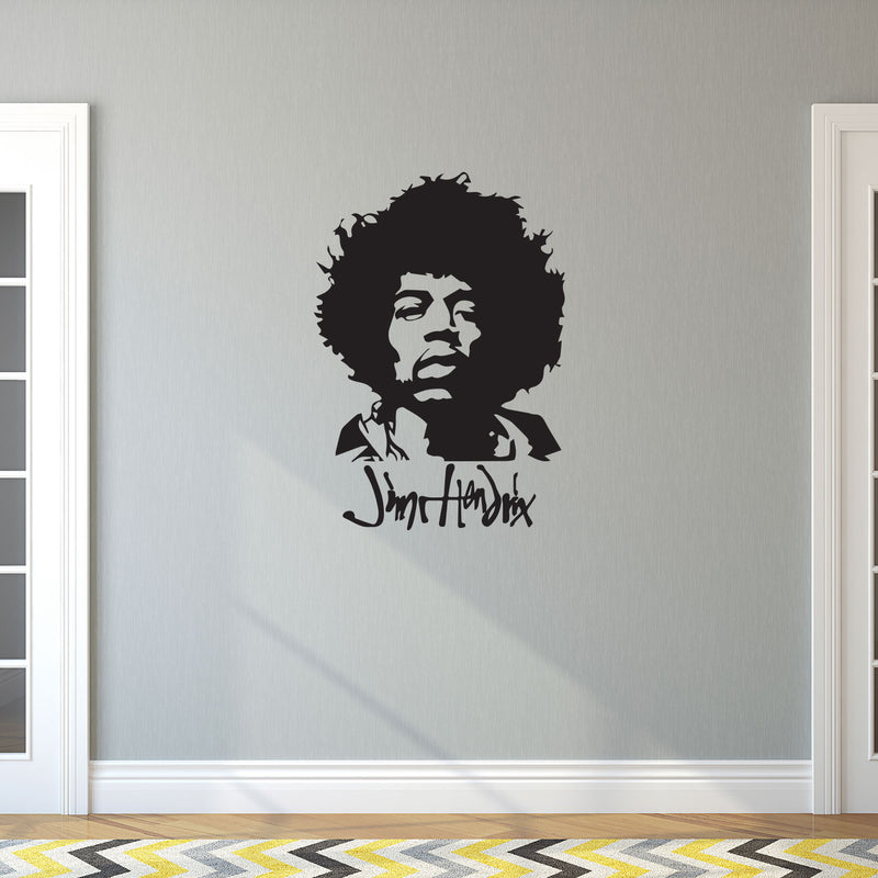 Jimi Hendrix Decal Sticker - Wall Art Decal 14" x 20" Window Decoration Vinyl Sticker Lettering/International Artist - Music Wall Decor Decals Black 14" x 20" 2