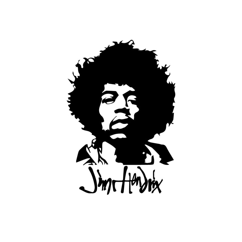 Jimi Hendrix Decal Sticker - Wall Art Decal 14" x 20" Window Decoration Vinyl Sticker Lettering/International Artist - Music Wall Decor Decals Black 14" x 20" 4