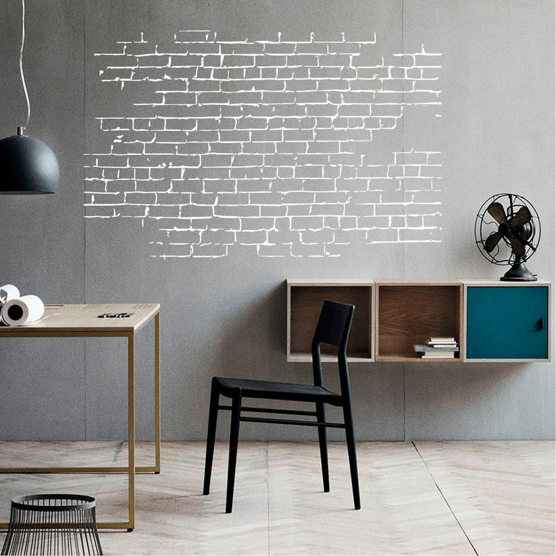 Pulse Vinyl Bricks Pattern - Wall Art Decal - 23" x 36" Decoration Vinyl Sticker - Living Room Wall Decor - Brick Mural Wall Decal - Cool Art Decoration Shape Design - Black (White) White 23" x 36" 2