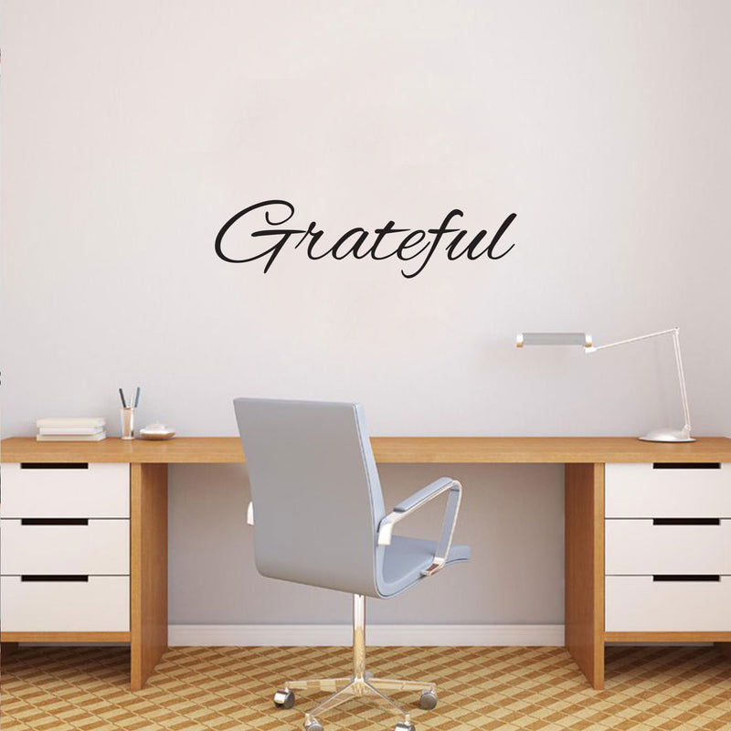 Inspirational Quotes Wall Art Decal - Grateful Vinyl Lettering Words - 6" x 40" Motivational Sayings Home Decor Living Room Kitchen Bedroom - Removable Sticker Decals Black 6" x 23"