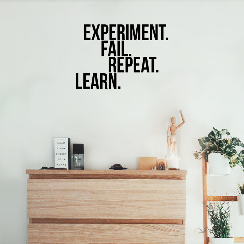 Vinyl Wall Art Decal - Experiment Fail Repeat Learn Motivational Quote - 16" x 23" - Home Work Office Wall Decor - Inspirational Sayings Words - Removable Sticker Decals Black 16" x 23" 2