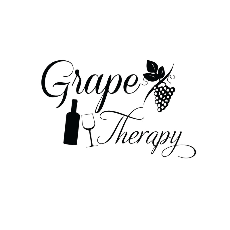 Grape Therapy Funny Wall Decals - Vinyl Wall Art Decal - Funny Wine Quote Wall Decals - Living Room Wall Decor Stickers - Winery Signs - Bar Decals (   4