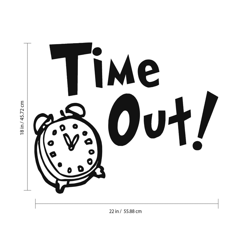 Vinyl Wall Art Decal - TIME Out Analog Clock - 18" x 22" - Boys Girls Nursery Room Unisex Childrens Toddlers Bedroom Home Decor Sayings Wall Art - Removable Sticker Decals Black 18" x 22"