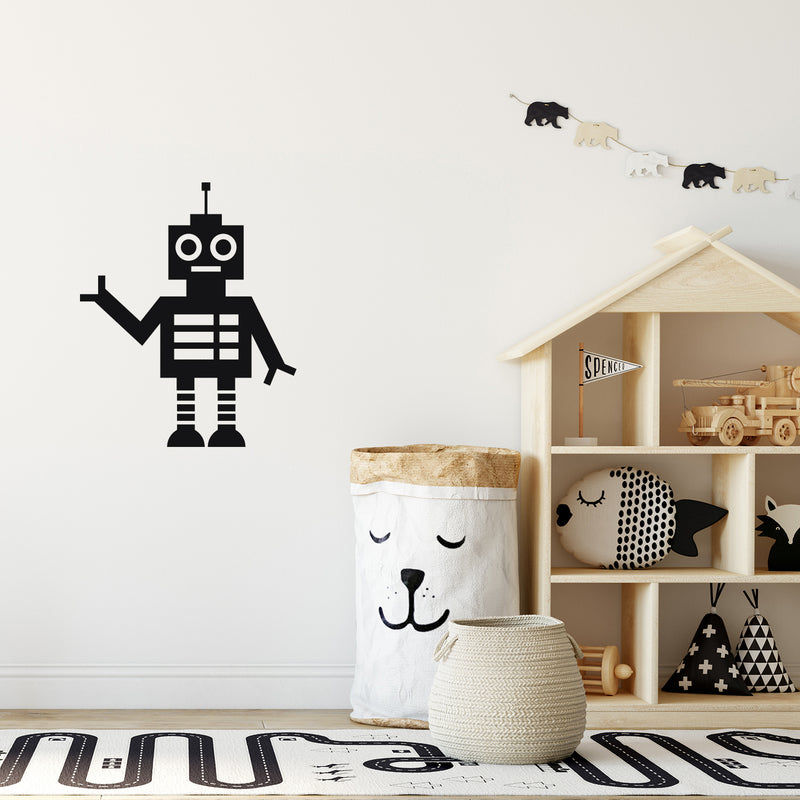 SPACE ROBOT- Vinyl Wall Art Stickers - Vinyl Wall Decor Little Boys Bedroom - Kids Robot Vinyl Sticker Decor - Wall Decal for Baby Nursery - Wall Art For Toddlers Bedroom