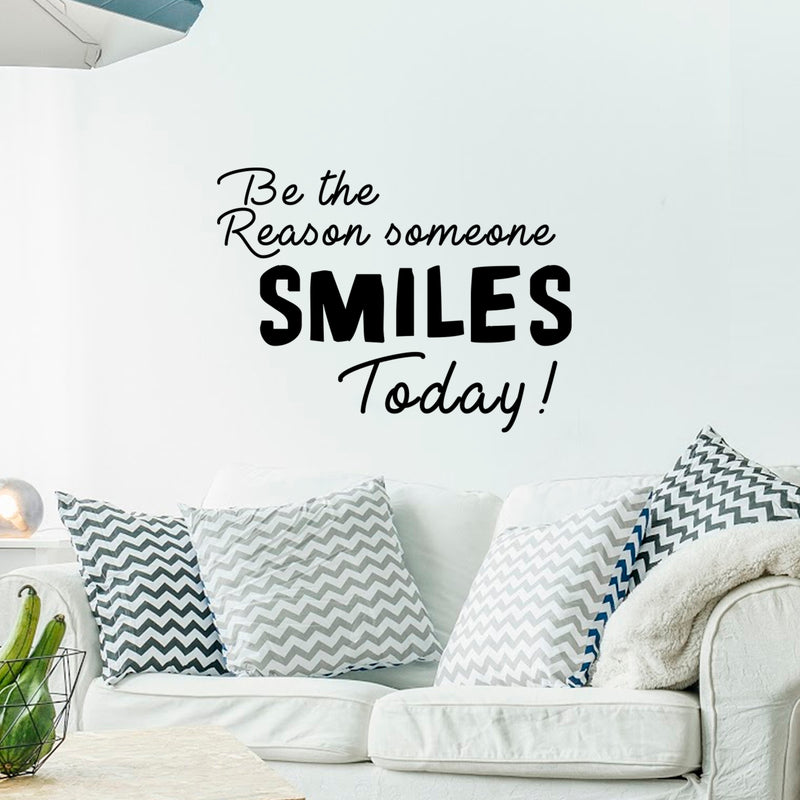 Be The Reason Someone Smiles Today - Inspirational Quote - Vinyl Wall Art Decal - 18" x 24" - Life Quotes Wall Art Sticker Black 18" x 24" 2