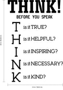 Vinyl Wall Art Decal - Think! Before You Speak - 34" x 23" - Modern Motivational Home Bedroom Living Room Office Quote - Trendy Positive Work School Apartment Classroom Decor (34" x 23"; Black) Black 34" x 23" 3