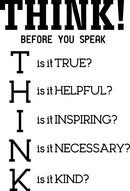 Vinyl Wall Art Decal - Think! Before You Speak - Modern Motivational Home Bedroom Living Room Office Quote - Trendy Positive Work School Apartment Classroom Decor (34" x 23"; White)   4