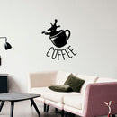 Coffee Cup Sign - Wall Art Decal - Cafe Wall Decor - Peel Off Vinyl Stickers for Walls - Cute Vinyl Decal Decor - Coffee Lovers Gift - Coffee Wall Art Decoration - Kitchen Wall Decor (White)   2