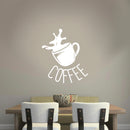 Coffee Cup Sign - Wall Art Decal 27" x 23" - Cafe Wall Decor - Peel Off Vinyl Stickers for Walls - Cute Vinyl Decal Decor - Coffee Lovers Gift - Coffee Wall Art Decoration - Kitchen Wall Decor (White) White 27" x 23" 2