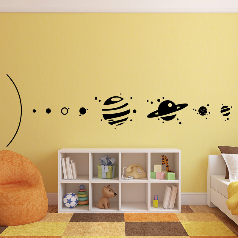 Solar System Outer Space Planets Vinyl Wall Art Stickers - Boys Room Planet Vinyl Wall Decals - Kids Universe Peel Off Stickers Decor - Children's Room Planets Sticker Decal