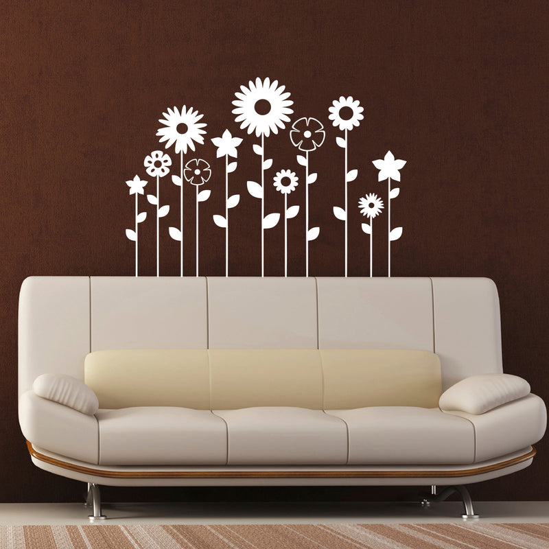 11 Pack of Beautiful Mixed Flowers Vinyl Wall Art Decal - 23" x 32" - Bedroom Living Room Wall Decoration - Apartment Vinyl Decal Wall Decor - Cute Floral Wall Decor Decals (White) White 23" x 32" 2