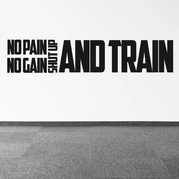 No Pain No Gain- Inspirational Gym Quotes Wall Art Vinyl Decal - Workout Wall Decals - Gym Wall Decal Stickers - Fitness Vinyl Sticker - Motivational Gym Vinyl Decals - Sports Vinyl Sticker