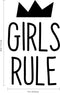 Cute Wall Decal for Girls Bedroom - Girls Rule - 28" x 17" - Vinyl Art Decals for Baby Nursery Room Wall Decor - Toddler Girl Bedroom Vinyl Stickers Decoration Black 28" x 17" 3