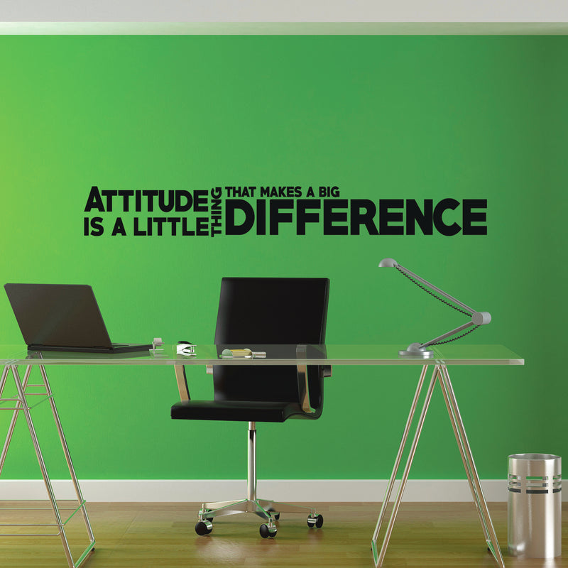 Inspirational Quotes Vinyl Wall Decal - Attitude is A Little Thing That Makes A Big Difference - 5" x 40" Home Office Workplace Motivational Art Decal Stickers Black 5" x 40" 2