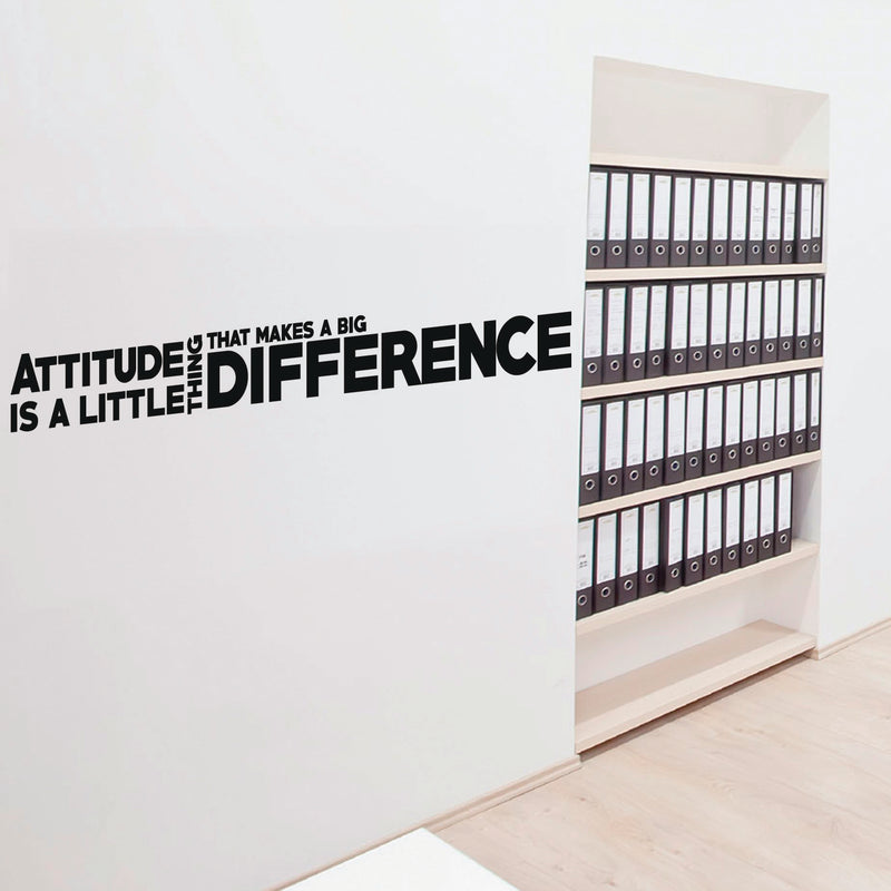 Inspirational Quotes Vinyl Wall Decal - Attitude is A Little Thing That Makes A Big Difference - 5" x 40" Home Office Workplace Motivational Art Decal Stickers Black 5" x 40" 3