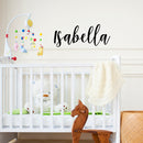 Vinyl Wall Art Decal Girls Custom Name - ’Isabella’ Custom Text Name - Girls Bedroom Vinyl Wall Decals - Cute Wall Art Decals for Baby Girl Nursery Room Decor (12" x 30"; Black Cursive)