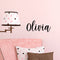 Vinyl Wall Art Decal Girls Custom Name - ’Olivia’ Custom Text Name- Girls Bedroom Vinyl Wall Decals - Cute Wall Art Decals for Baby Girl Nursery Room Decor (12" x 25"; Black Cursive)