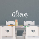 Vinyl Wall Art Decal Girls Custom Name - ’Olivia’ Custom Text Name- 12" x 25" - Girls Bedroom Vinyl Wall Decals - Cute Wall Art Decals for Baby Girl Nursery Room Decor (12" x 25"; Black Cursive) Black 12" x 25" 2