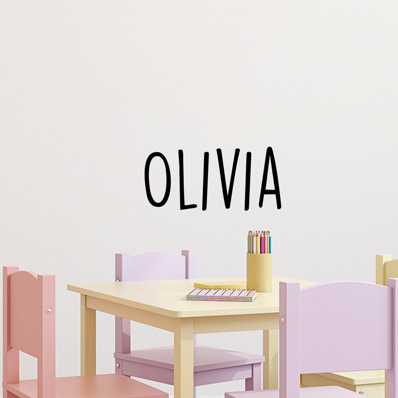 Vinyl Wall Art Decal Girls Custom Name - ’Olivia’ Custom Text Name- 12" x 26" - Girls Bedroom Vinyl Wall Decals - Cute Wall Art Decals for Baby Girl Nursery Room Decor (12" x 26"; Black Text) Black 12" x 26" 2