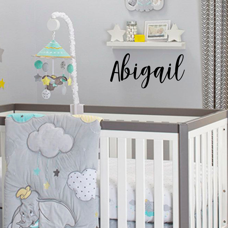 Vinyl Wall Art Decal Girls Custom Name - ’Abigail’ - Girls Bedroom Vinyl Wall Decals - Cute Wall Art Decals for Baby Girl Nursery Room Decor (12" x 28"; Black Cursive)   2
