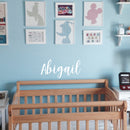 Vinyl Wall Art Decal Girls Custom Name - ’Abigail’ - 12" x 28" - Girls Bedroom Vinyl Wall Decals - Cute Wall Art Decals for Baby Girl Nursery Room Decor (12" x 28"; White Cursive) White 12" x 28" 2
