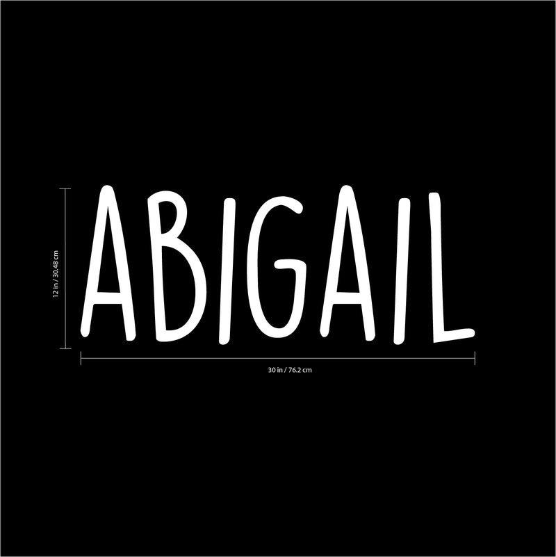Vinyl Wall Art Decal Girls Custom Name - ’Abigail’ - 12" x 30" - Girls Bedroom Vinyl Wall Decals - Cute Wall Art Decals for Baby Girl Nursery Room Decor (12" x 30"; White Text) White 12" x 30" 3