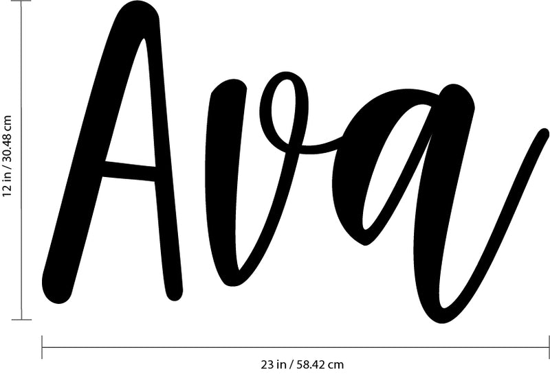 Vinyl Wall Art Decal Girls Custom Name - ’AVA’ Custom Text Name - Girls Bedroom Vinyl Wall Decals - Cute Wall Art Decals for Baby Girl Nursery Room Decor (12" x 19"; Black Text)   3