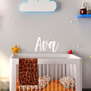 Vinyl Wall Art Decal Girls Custom Name - ’AVA’ Custom Text Name - 12" x 23" - Girls Bedroom Vinyl Wall Decals - Cute Wall Art Decals for Baby Girl Nursery Room Decor (12" x 23"; White Cursive) White 12" x 23"