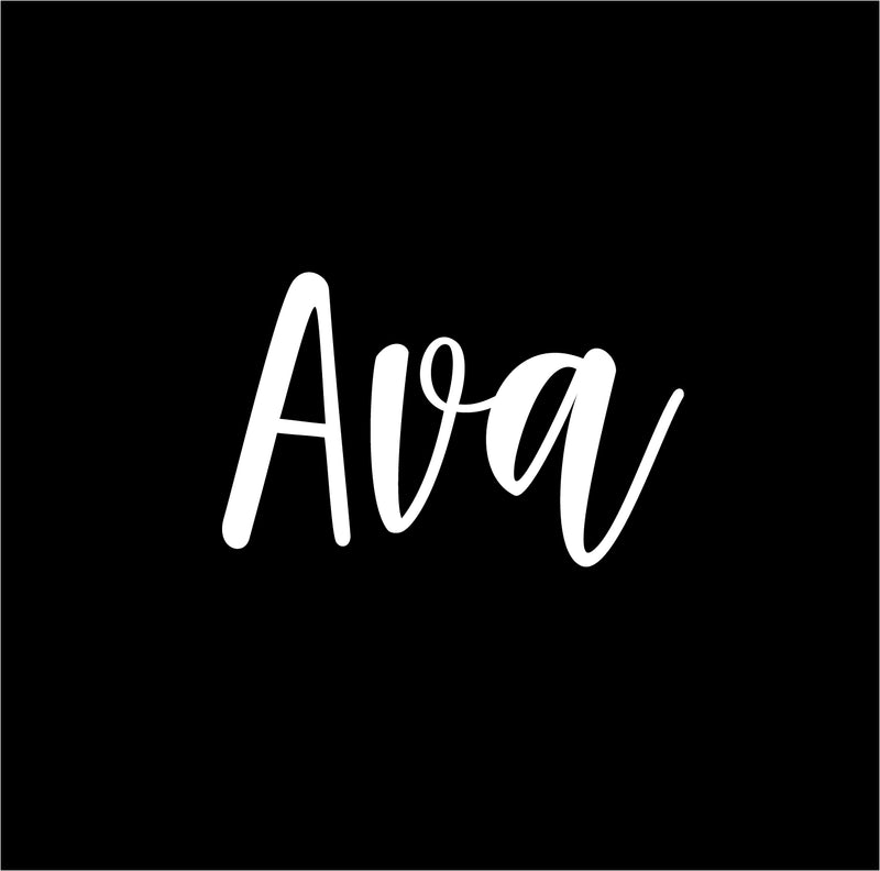 Vinyl Wall Art Decal Girls Custom Name - ’AVA’ Custom Text Name - 12" x 23" - Girls Bedroom Vinyl Wall Decals - Cute Wall Art Decals for Baby Girl Nursery Room Decor (12" x 23"; White Cursive) White 12" x 23" 4