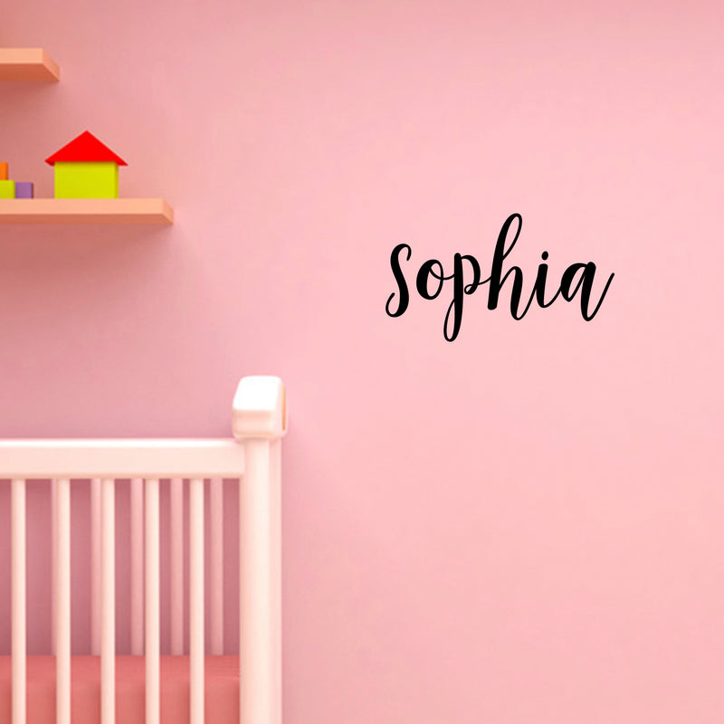 Vinyl Wall Art Decal Girls Custom Name - ’Sophia’ Custom Text Name - Girls Bedroom Vinyl Wall Decals - Cute Wall Art Decals for Baby Girl Nursery Room Decor (12" x 26"; Black Cursive)   3
