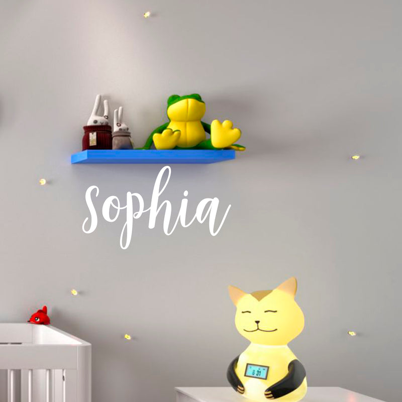 Vinyl Wall Art Decal Girls Custom Name - ’Sophia’ Custom Text Name - 12" x 26" - Girls Bedroom Vinyl Wall Decals - Cute Wall Art Decals for Baby Girl Nursery Room Decor (12" x 26"; White Cursive) White 12" x 26" 2