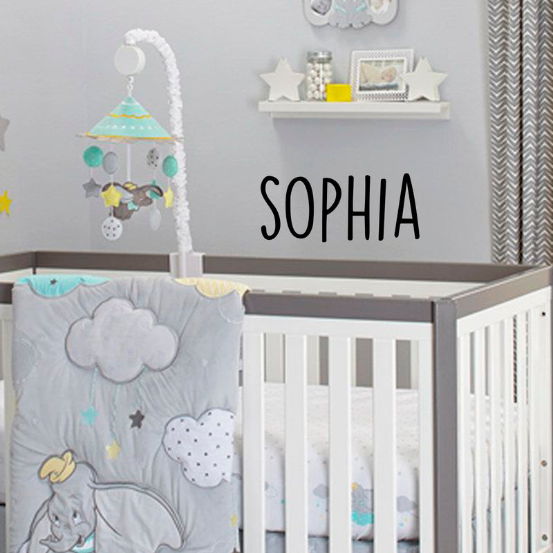 Vinyl Wall Art Decal Girls Custom Name - ’Sophia’ Custom Text Name - 12" x 30" - Girls Bedroom Vinyl Wall Decals - Cute Wall Art Decals for Baby Girl Nursery Room Decor (12" x 30"; Black Text) Black 12" x 30" 2