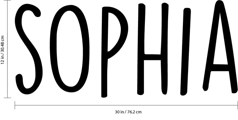 Vinyl Wall Art Decal Girls Custom Name - ’Sophia’ Custom Text Name - 12" x 30" - Girls Bedroom Vinyl Wall Decals - Cute Wall Art Decals for Baby Girl Nursery Room Decor (12" x 30"; Black Text) Black 12" x 30" 3