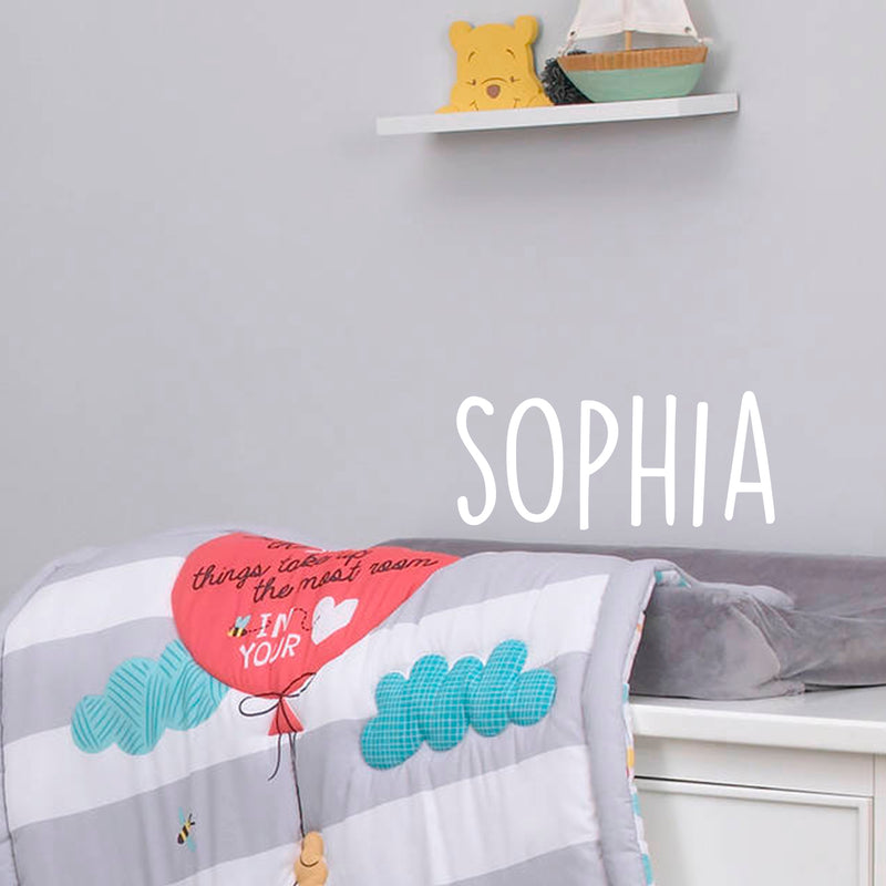 Vinyl Wall Art Decal Girls Custom Name - ’Sophia’ Custom Text Name - 12" x 30" - Girls Bedroom Vinyl Wall Decals - Cute Wall Art Decals for Baby Girl Nursery Room Decor (12" x 30"; White Text) White 12" x 30"