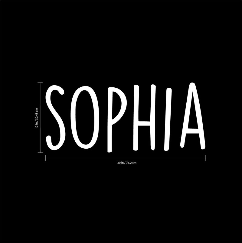 Vinyl Wall Art Decal Girls Custom Name - ’Sophia’ Custom Text Name - 12" x 30" - Girls Bedroom Vinyl Wall Decals - Cute Wall Art Decals for Baby Girl Nursery Room Decor (12" x 30"; White Text) White 12" x 30" 3