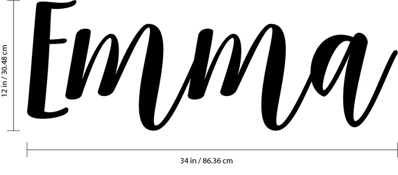 Vinyl Wall Art Decal Girls Custom Name - ’Emma’ Custom Text Name - Girls Bedroom Vinyl Wall Decals - Cute Wall Art Decals for Baby Girl Nursery Room Decor (12" x 26"; Black Text)   4