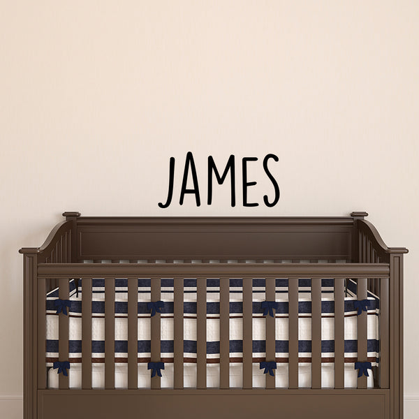Vinyl Wall Art Decal Boys Custom Name - 'JAMES' Custom Text Name - Little Boys Bedroom Vinyl Wall Decals - Cute Wall Art Decals for Baby Boy Nursery Room Decor