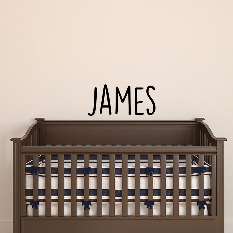 Vinyl Wall Art Decal Boys Custom Name - ’James’ Custom Text Name - 12" x 29" - Little Boys Bedroom Vinyl Wall Decals - Cute Wall Art Decals for Baby Boy Nursery Room Decor (12" x 29"; Black Text) Black 12" x 29"