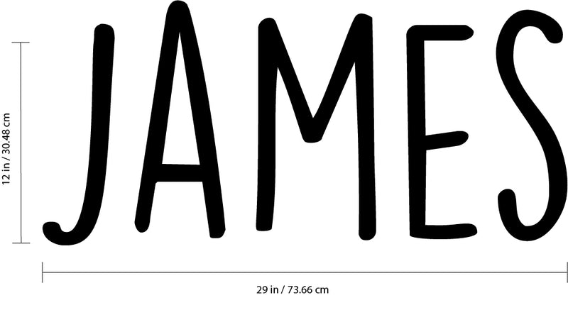 Vinyl Wall Art Decal Boys Custom Name - ’James’ Custom Text Name - 12" x 29" - Little Boys Bedroom Vinyl Wall Decals - Cute Wall Art Decals for Baby Boy Nursery Room Decor (12" x 29"; Black Text) Black 12" x 29" 3
