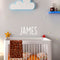 Vinyl Wall Art Decal Boys Custom Name - ’James’ Custom Text Name - 12" x 29" - Little Boys Bedroom Vinyl Wall Decals - Cute Wall Art Decals for Baby Boy Nursery Room Decor (12" x 29"; White Text) White 12" x 29"