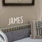 Vinyl Wall Art Decal Boys Custom Name - ’James’ Custom Text Name - 12" x 29" - Little Boys Bedroom Vinyl Wall Decals - Cute Wall Art Decals for Baby Boy Nursery Room Decor (12" x 29"; White Text) White 12" x 29" 2