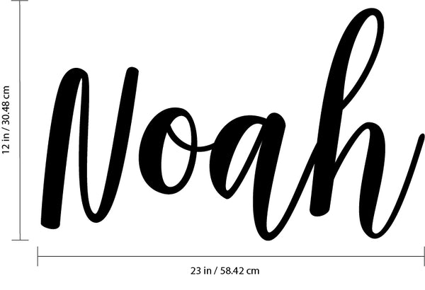 Vinyl Wall Art Decal Boys Custom Name - ’NOAH’ Custom Text Name - Little Boys Bedroom Vinyl Wall Decals - Cute Wall Art Decals for Baby Boy Nursery Room Decor (12" x 23"; Black Cursive)