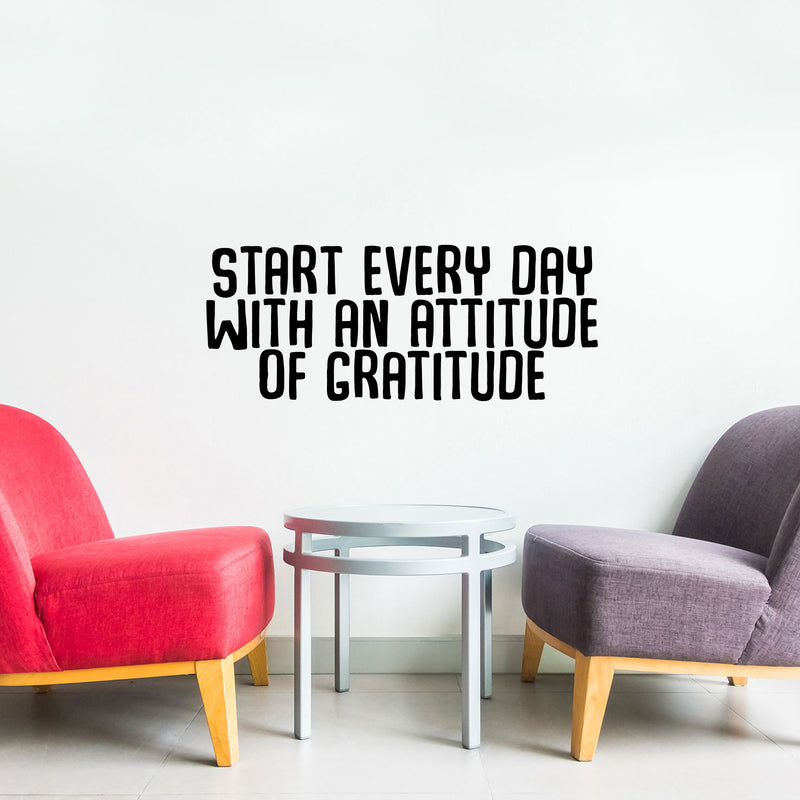 Vinyl Art Wall Decal - Start Every Day With An Attitude Of Gratitude - Motivational Life Quotes - House Office Wall Decoration - Positive Thinking - Good Vibes Stencil Adhesives   2