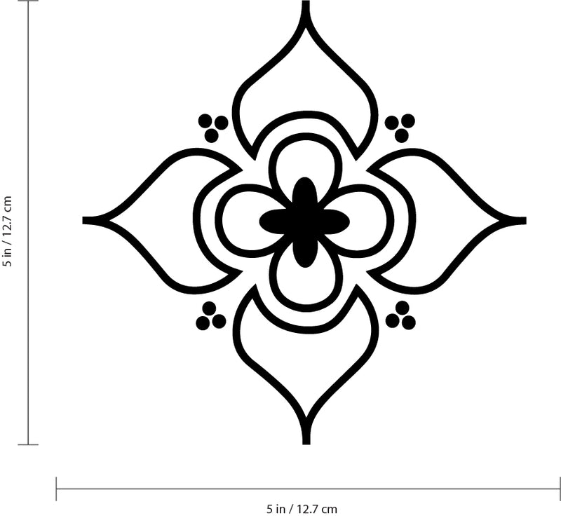 Set of 20 Vinyl Wall Art Decals - Pretty Flowers Pattern - 5" x 5" Each - Bedroom Living Room Office Dorm Room Girly Home Decor - Trendy Apartment Stencil Adhesive Stickers (5" x 5" Each; Black) Black 5" x 5" each 3