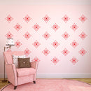 Set of 20 Vinyl Wall Art Decals - Pretty Flowers Pattern - 5" x 5" Each - Bedroom Living Room Office Dorm Room Girly Home Decor - Trendy Apartment Stencil Adhesive Stickers (5" x 5" Each; Red) Red 5" x 5" each