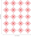 Set of 20 Vinyl Wall Art Decals - Pretty Flowers Pattern - 5" x 5" Each - Bedroom Living Room Office Dorm Room Girly Home Decor - Trendy Apartment Stencil Adhesive Stickers (5" x 5" Each; Red) Red 5" x 5" each 4