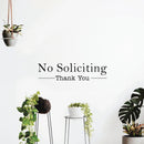 Vinyl Wall Art Decal - No Soliciting Thank You - ecoration Adhesive Sticker - Home Rules Signs Outdoor and Indoor Decor Peel Off Stencil Adhesives for Walls Doors Windows (5" x 20"; White)   2