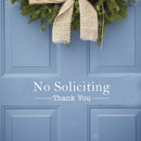 Vinyl Wall Art Decal - No Soliciting Thank You - 5" x 20" Decoration Adhesive Sticker - Home Rules Signs Outdoor and Indoor Decor Peel Off Stencil Adhesives for Walls Doors Windows (5" x 20"; White) White 5" x 20" 2