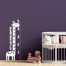 Nursery Vinyl Wall Art Decal - Let’s See Your Growth Chart Zoo Giraffe - 62.5" x 22" - Safari Animal Wall Art Sticker Decals - Unisex Kids Room Play Area Daycare Wall Decor (62.5" x 22"; White) White 62.5" x 22" 2