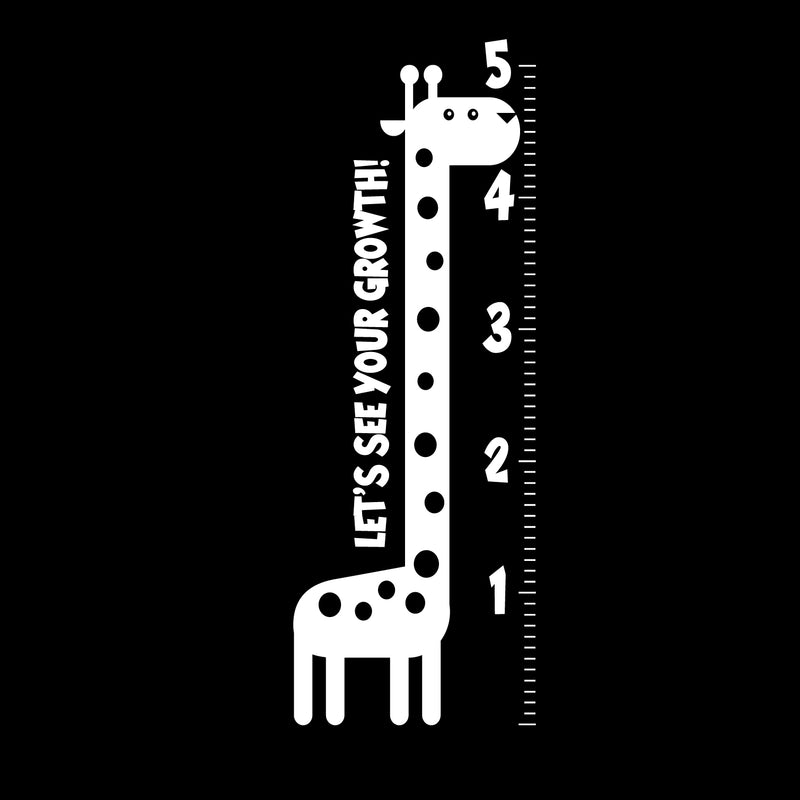 Nursery Vinyl Wall Art Decal - Let’s See Your Growth Chart Zoo Giraffe - 62.5" x 22" - Safari Animal Wall Art Sticker Decals - Unisex Kids Room Play Area Daycare Wall Decor (62.5" x 22"; White) White 62.5" x 22" 5